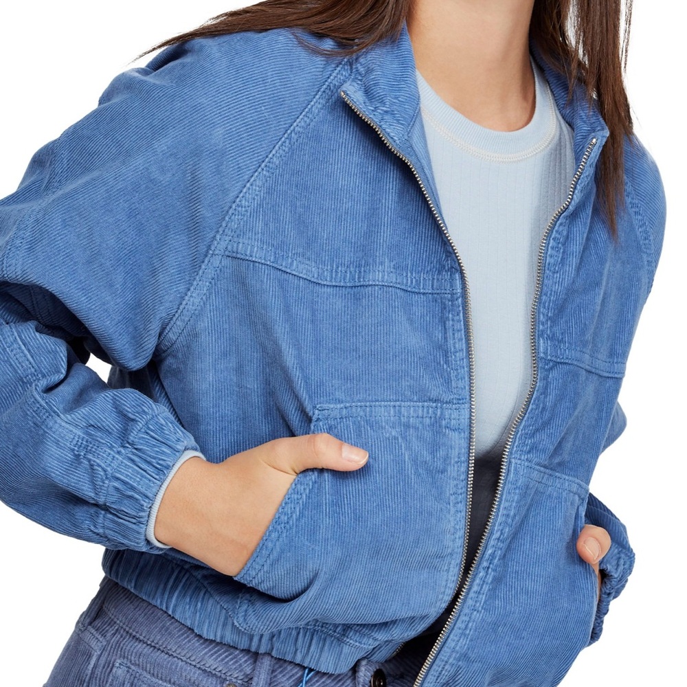 Blue crop corduroy bdg jacket